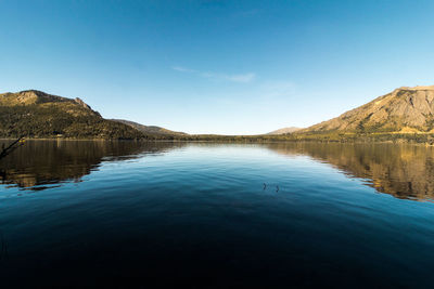 Scenic view of lake against blue sky