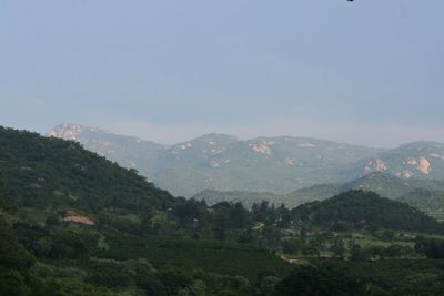 Scenic view of mountains against clear sky