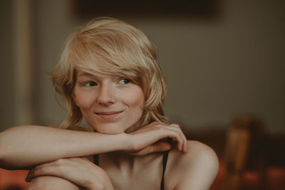 Close-up portrait of young woman