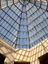 Low angle view of skylight in building