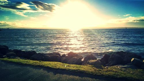 Scenic view of sea at sunset