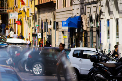 Cars on street in city