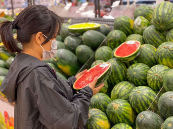 Full frame shot of fruits at market stall