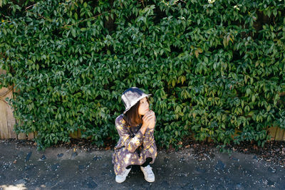 Woman working on plants