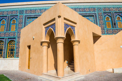 Side entrance of mosque katara masjid in katara cultural village. doha, qatar