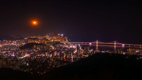 Illuminated city at night