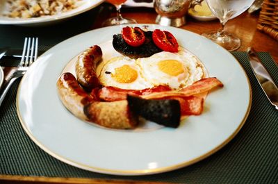 Close-up of food served in plate