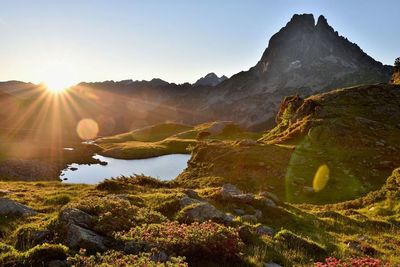 Scenic view of rocky mountains against sky