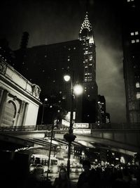 Low angle view of city at night