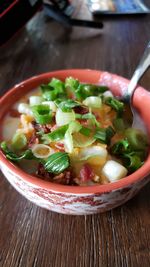 Close-up of soup in bowl
