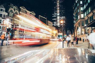 Traffic on city street at night