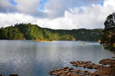 Scenic view of lake against sky