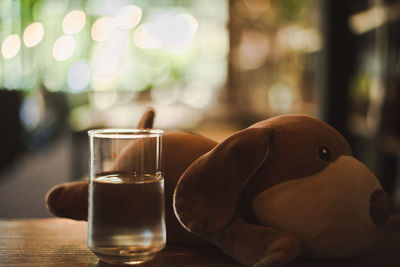 Close-up of drink in glass on table