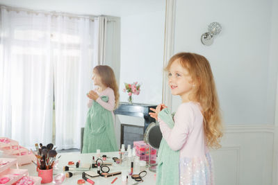 Mother and daughter at home