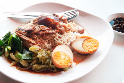 Close-up of meal served in plate