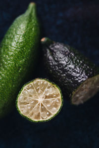 High angle view of lemon slice