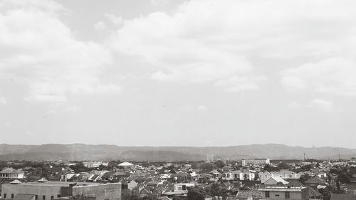 High angle view of townscape against sky