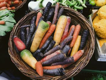 High angle view of vegetables in basket