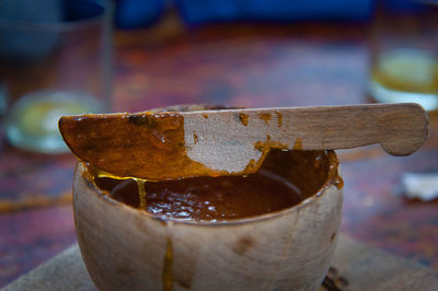 Close-up of coffee on table