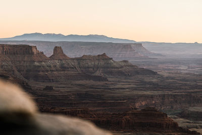 Scenic view of canyonlands national park landscape outside moab utah usa against sky during sunset