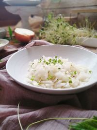 Close-up of food in plate on table