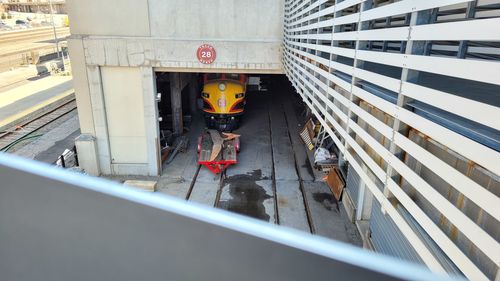 High angle view of people working at construction site
