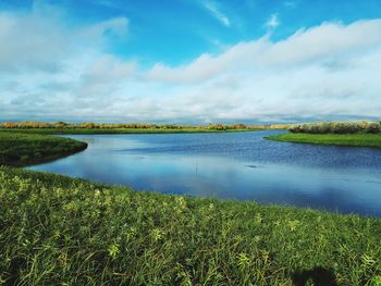 Scenic view of lake against sky