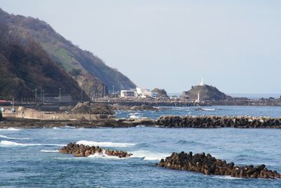 Scenic view of sea against clear sky