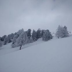 Scenic view of snow covered mountains