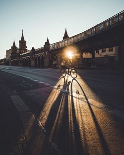 Silhouette of building at sunset