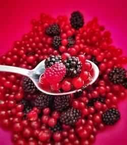 High angle view of strawberries