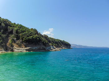 Scenic view of sea against clear sky