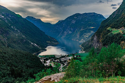 Scenic view of mountains against sky