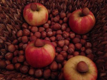 High angle view of apples