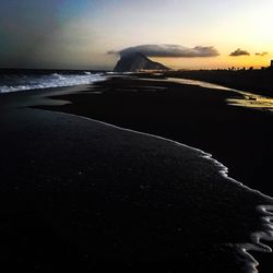 View of beach at sunset