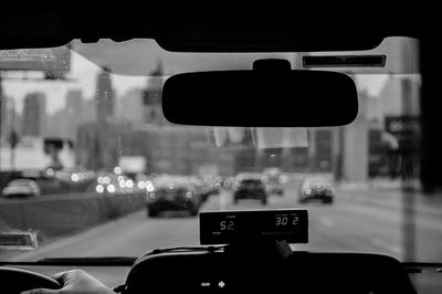 Taxi metre sign in car