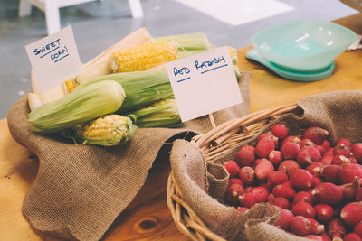 Seasonal vegetables for sale on the stalls