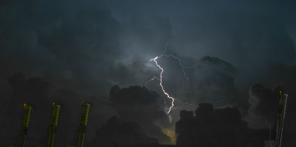 Low angle view of lightning in sky