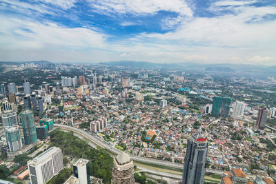 High angle view of cityscape against sky