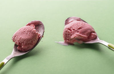 Close-up of ice cream on table