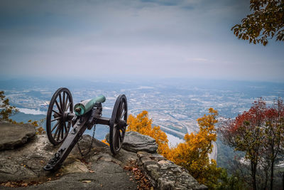 Cannon overlooking countryside landscape