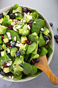 Close-up of salad in bowl on table