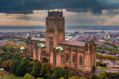 Aerial view of the liverpool cathedral in england