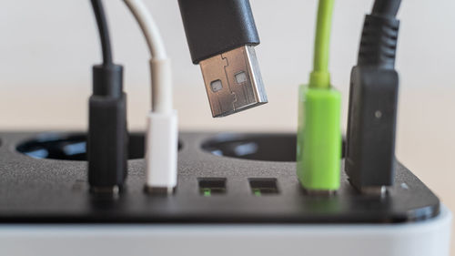 Close-up of computer keyboard on table