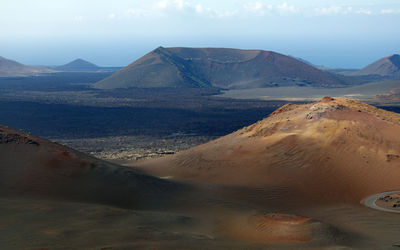 Scenic view of landscape and mountains against sky