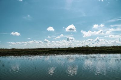 Scenic view of lake against sky