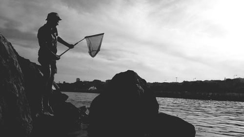 Reflection of people in water