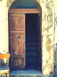 Closed door of house