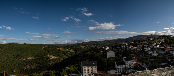 High angle view of townscape against sky