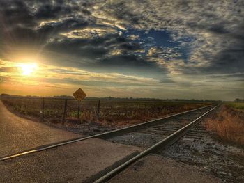 Railroad track at sunset